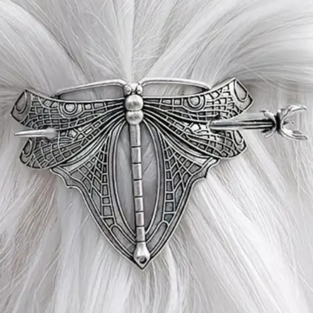 Silver Metal Dragonfly Hair Pin